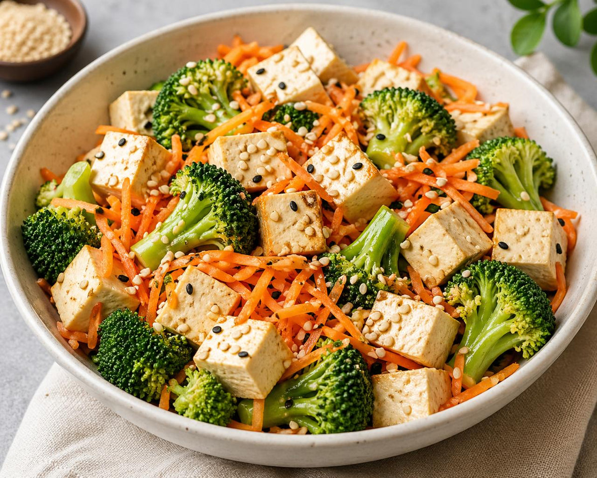 Ensalada Vegetal de Tofu, Brócoli y Ajonjolí