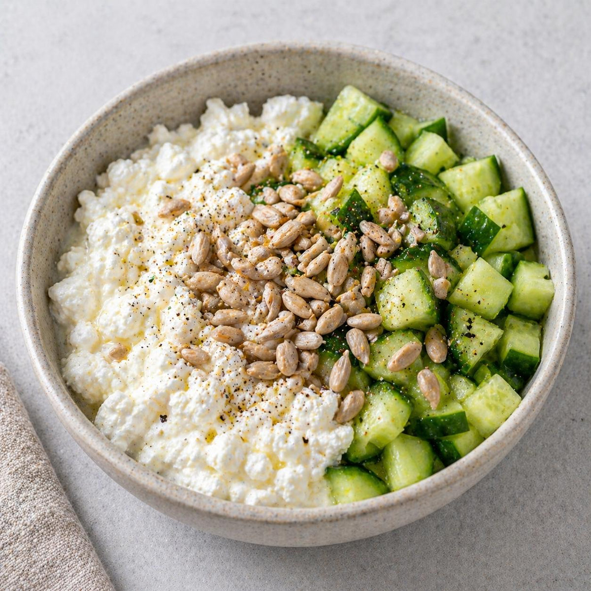 Queso Cottage con Pepino y Semillas