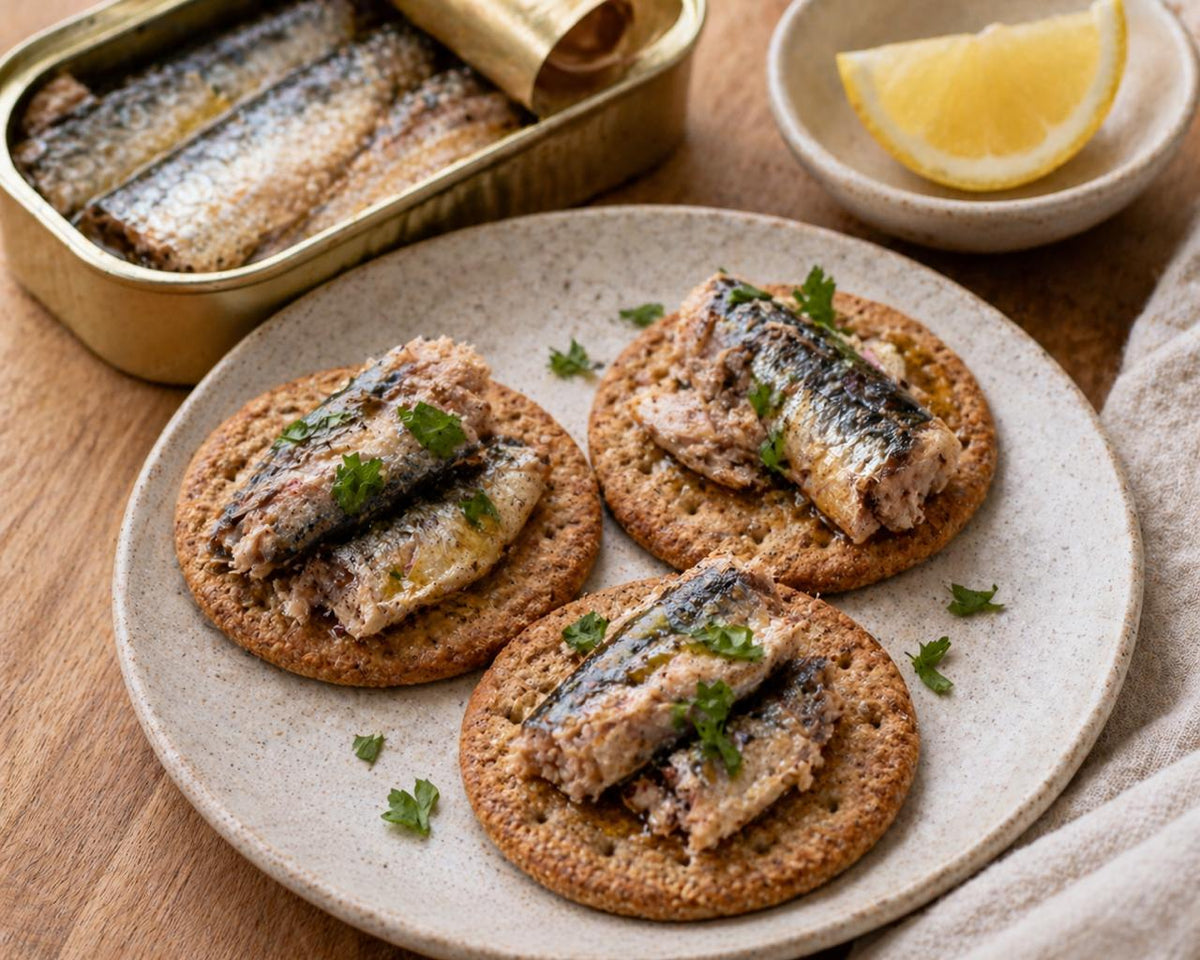 Sardinas con Galletas Integrales y Limón