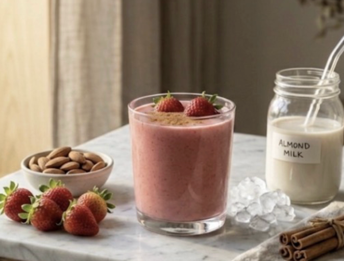 Smoothie de Proteína Vegetal, Fresas y Almendras