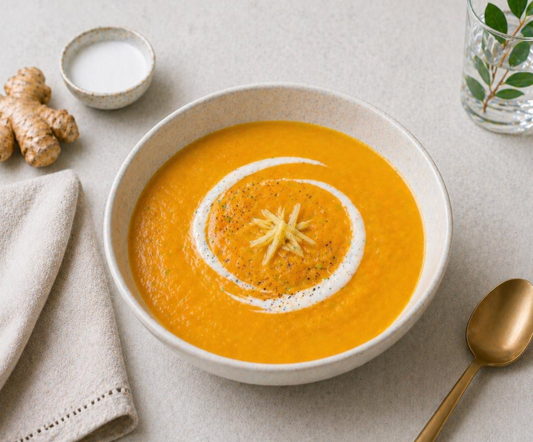 Sopa Digestiva de Calabaza, Jengibre y Leche de Coco
