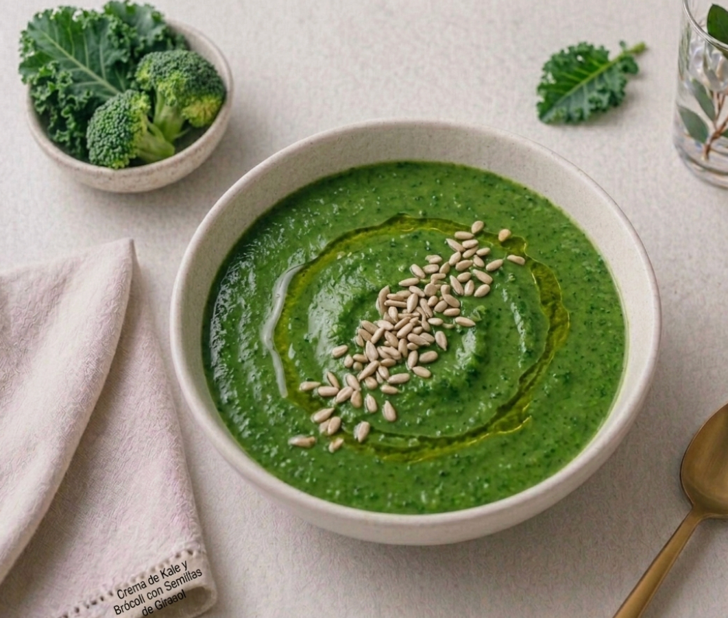 Sopa Mineralizante Verde de Kale, Brócoli y Semillas