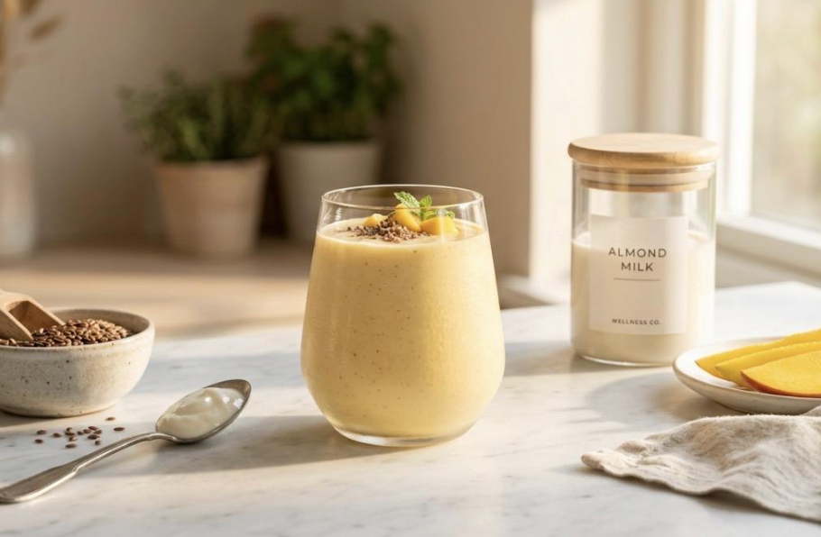 Smoothie Hormonal de Mango, Linaza y Yogurt Griego