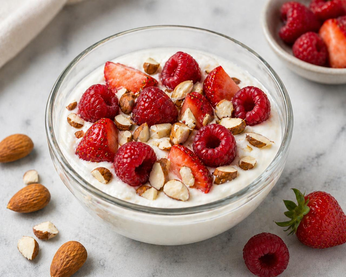 Yogurt Griego con Almendras y Frutos Rojos